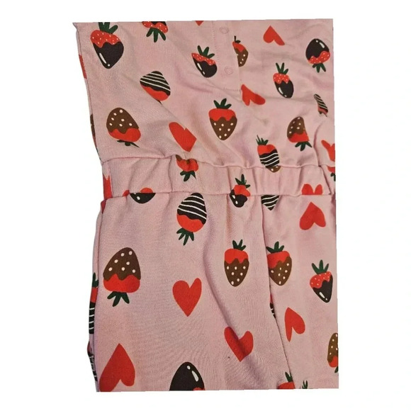 3T Toddler Girls Chocolate Strawberry Romper with Short Sleeves and POCKETS NWT - Picture 10 of 11